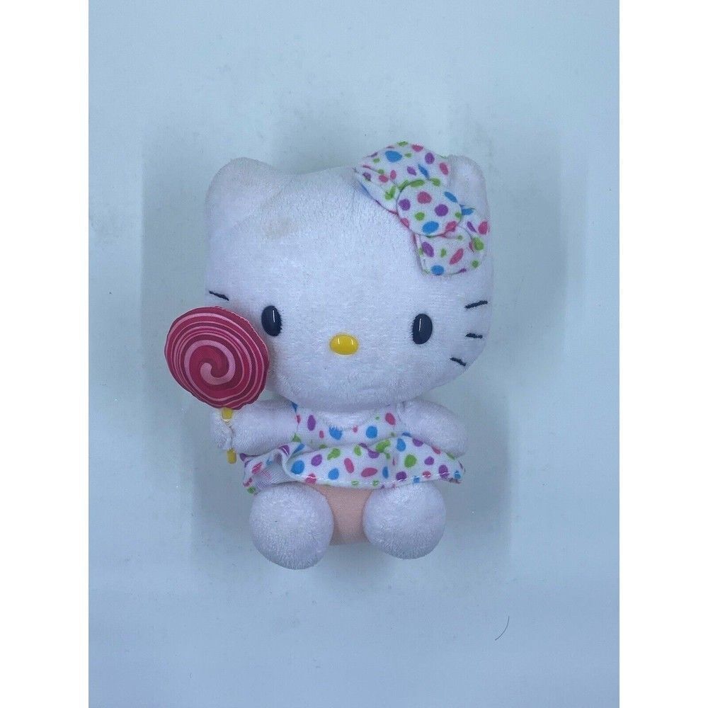 Ty Hello Kitty Sanrio Confetti Lollipop Dress Hat Flower Plush Doll 6” 2013